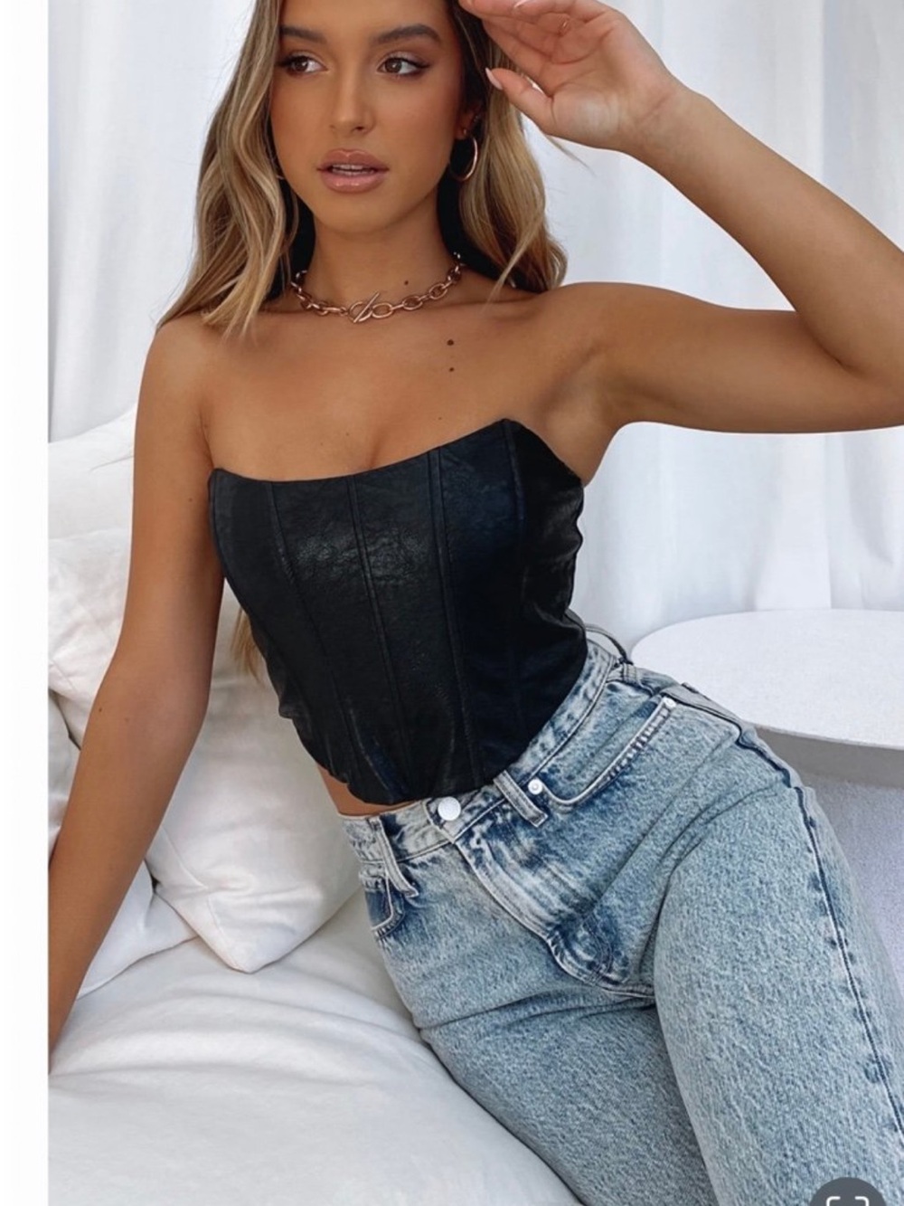 White fox I need you faux leather Bustier XS NWT